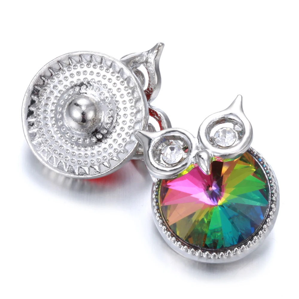 6 шт./лот новинка ювелирное изделие с кнопками античное серебро кристаллы Сова