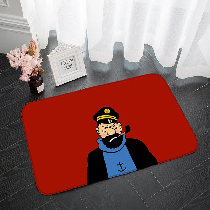 

Cartoon Tintin Adventure Car Horse House Carpet Nostalgic Living Room Bathtub Rug Kitchen Entrance Anti-slip Floor Mat Doormat