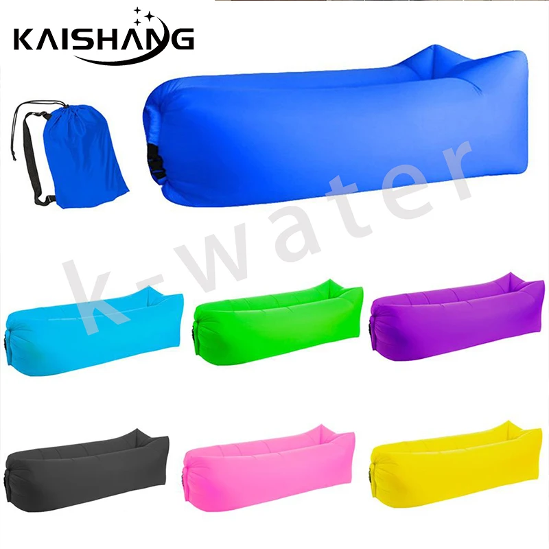 k-water New Fashion Pure Color Inflatable Sofa Camping Lazy Bag Bed Garden Sofas Outdoor Furniture Cheap Air Folding Loungers