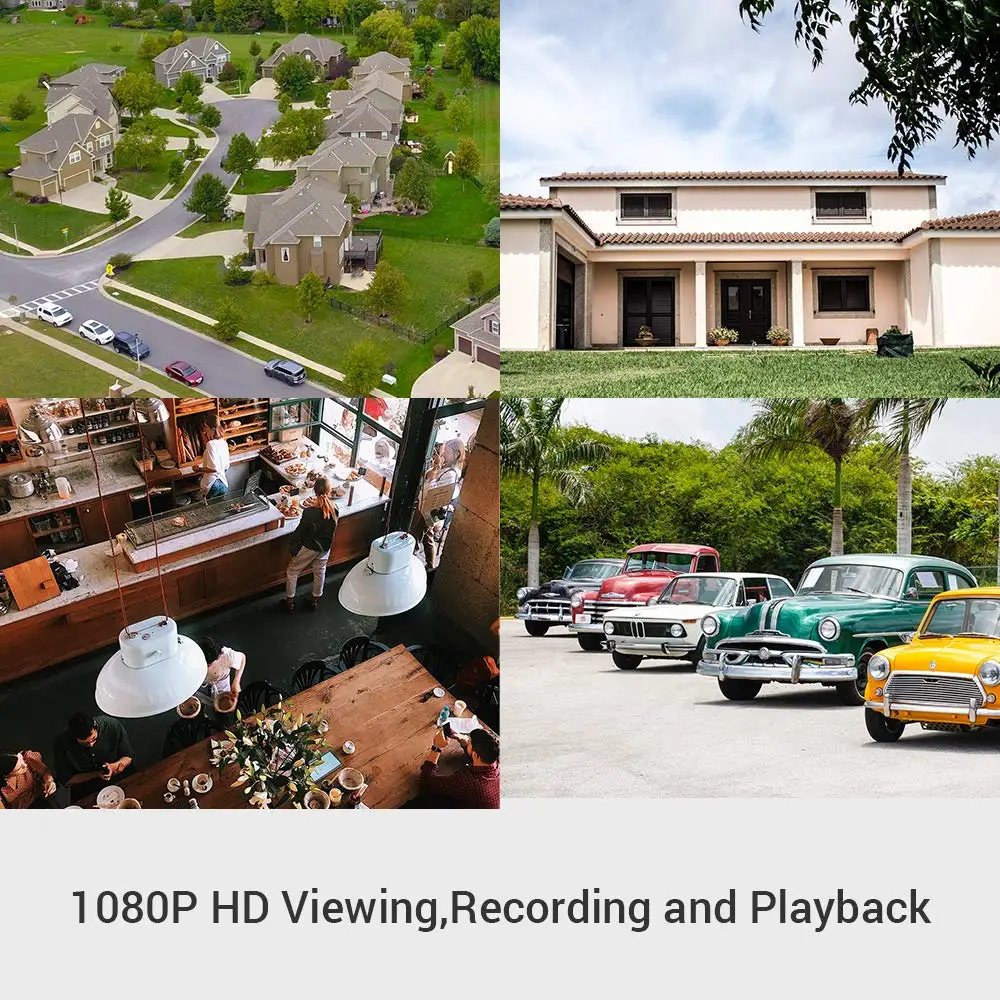 Комплект кабельного видеонаблюдения HD DEFEWAY формата качества 1080P, включающий в себя 4-канальный видеорегистратор, 4 камеры формата 720P 1200ТВЛ