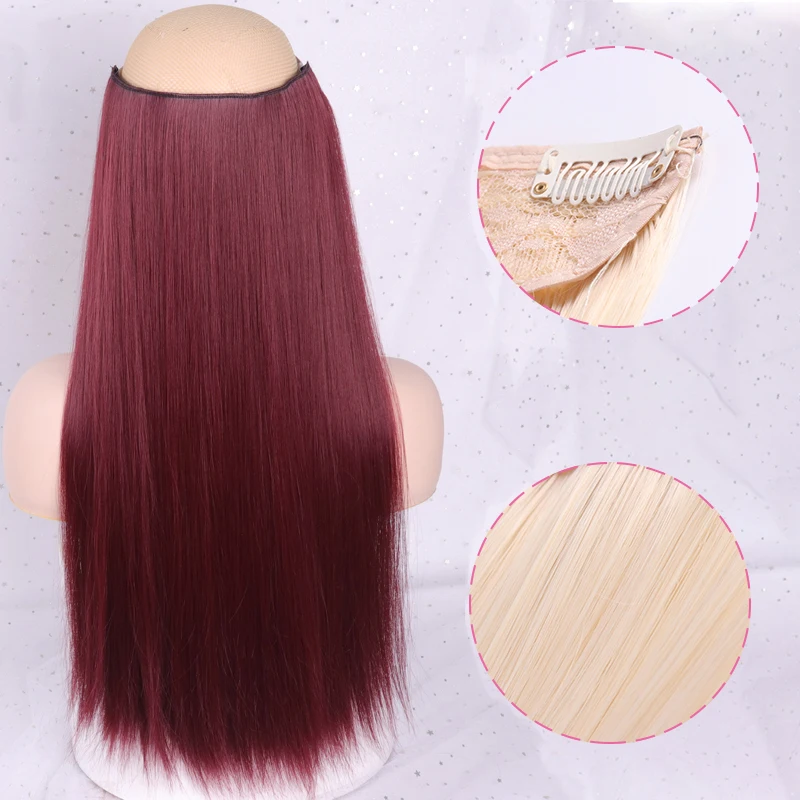 Длинные прямые женские волосы для наращивания на заколках черные коричневые