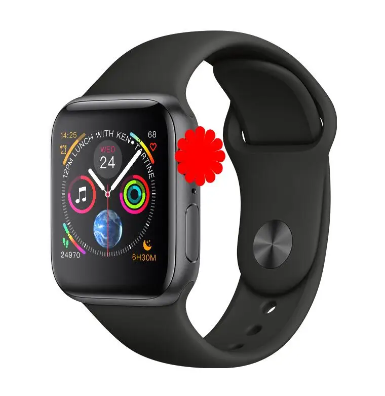 44cm black IWO 8 Смарт-часы серии 4 Смарт-часы Чехол 44 мм для apple iPhone Android смартфон монитор сердечного ритма педометр - Цвет: 44cm black