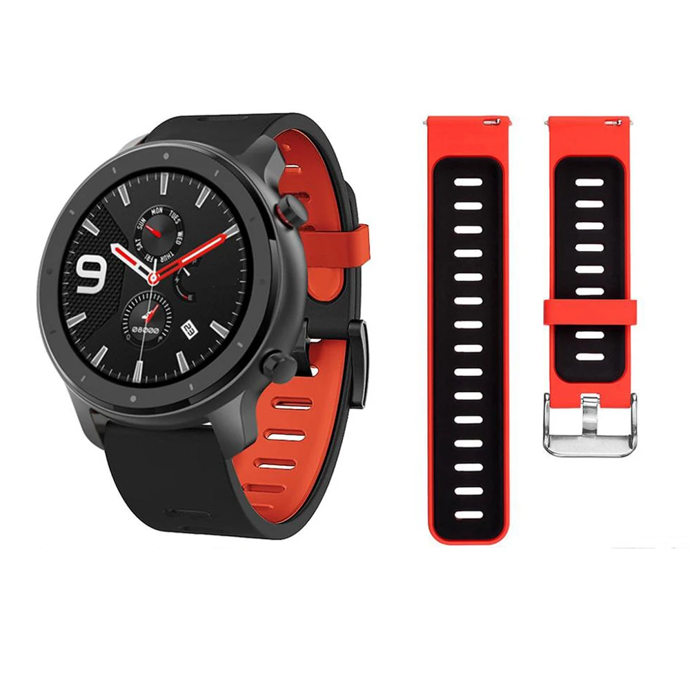 Мягкий силиконовый ремешок для смарт-часов Amazfit GTR 47 мм браслет huami amazfit stratos 2 pace