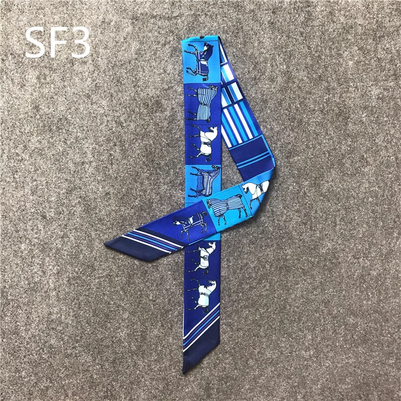 

High-end New War Horse Print Silk Scarf Women Luxury Brand Scarf Bag Ribbons Fashion Head Scarf Small Long Skinny Scarves B023