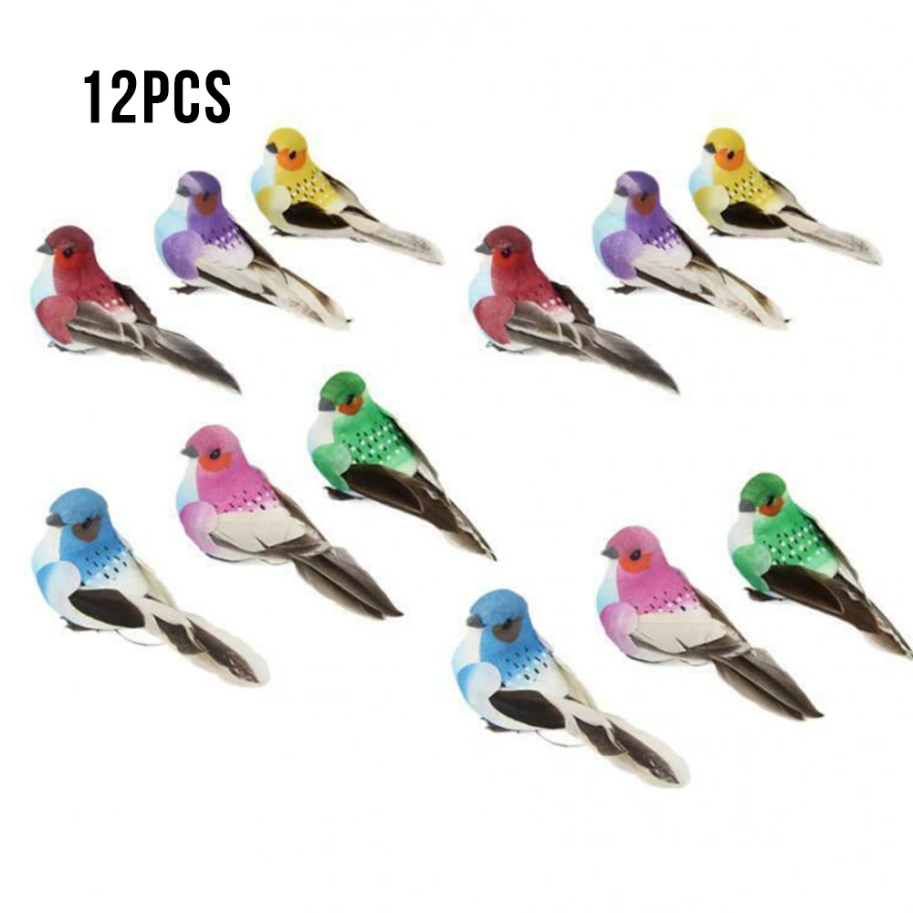 12 шт./компл. Искусственные Птицы пенные перья птица Рождественская елка Декор