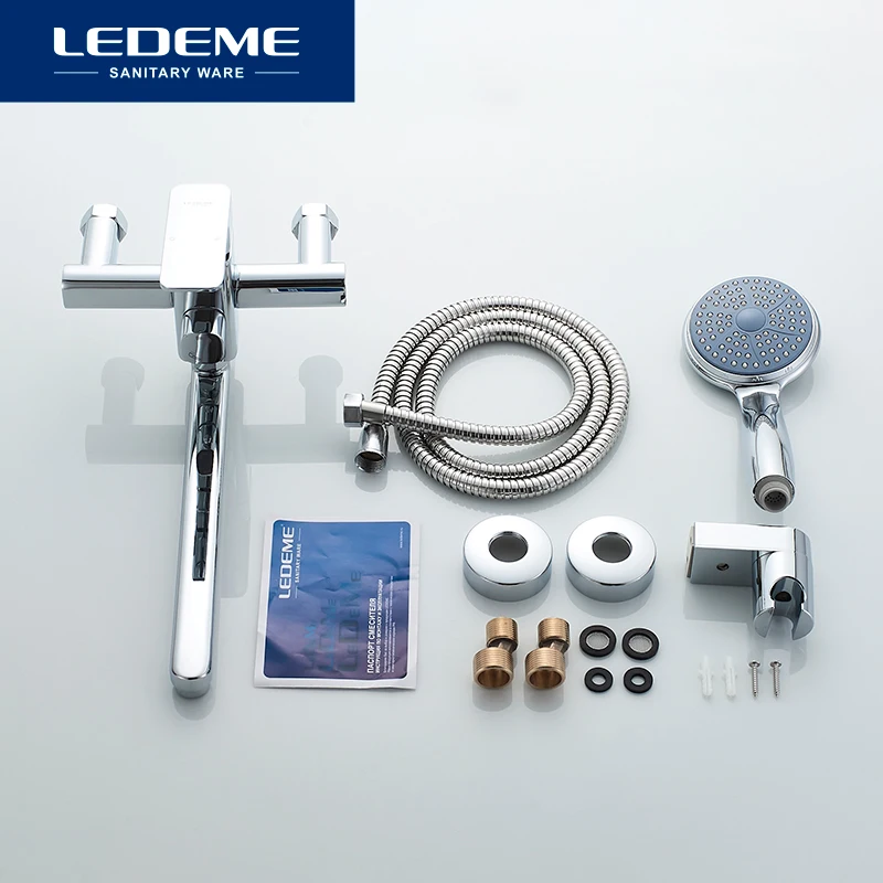 ledeme shower faucet set bathroom bathtub shower faucet bath shower tap chrome plated shower head wall mixer tap l2233 free global shipping