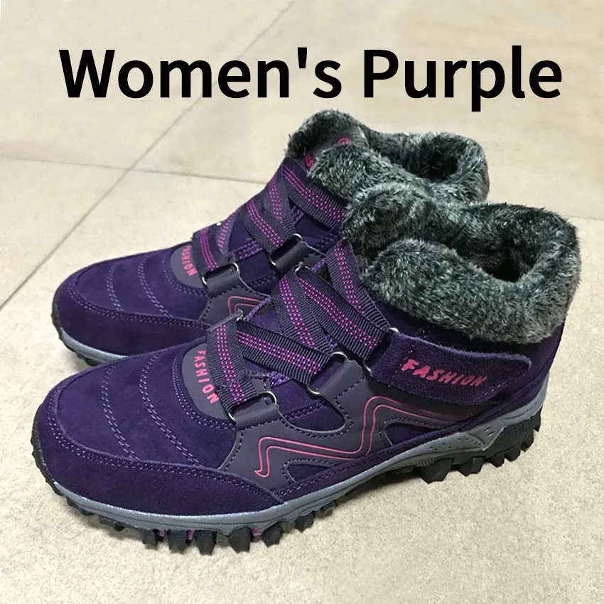 Purple BIMUDUIYU; женские зимние ботинки; теплые зимние кроссовки на меху для женщин; Повседневная зимняя обувь; зимние ботинки; Mujer Botas; большие размеры - Цвет: Purple