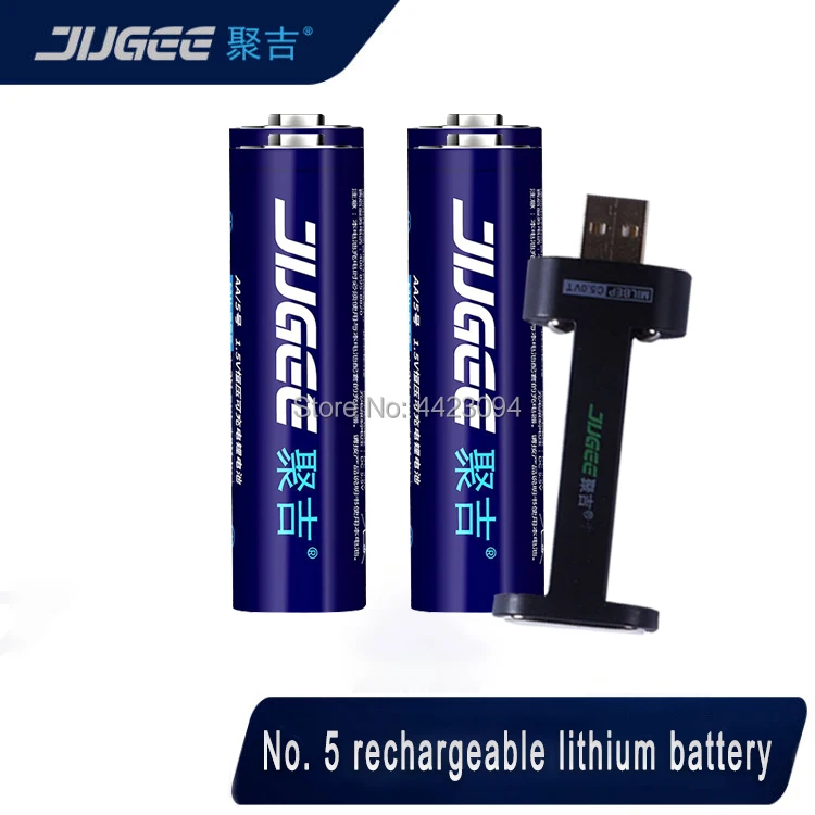 jugee 4 шт. 1 5 В 2000 мАч литиевая AA USB перезаряжаемая 3000 МВтч литий-полимерная