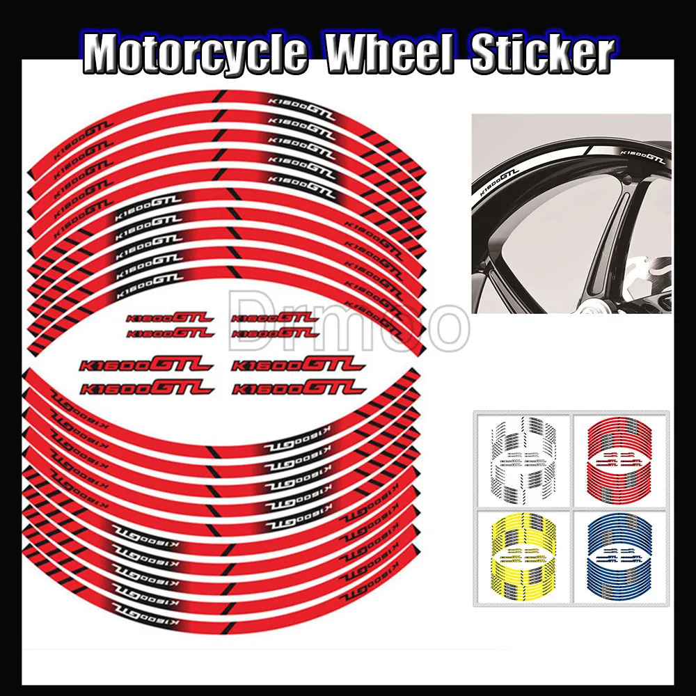 

Motorcycle Wheel 16 PCS Stickers Motocross Reflective Waterporof Decals Rim Tape Strip For BMW K1600GT K1600 GT
