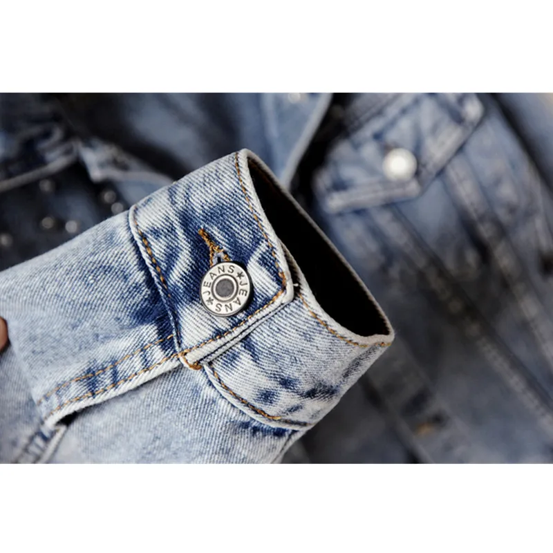 

Plus size Denim Jacket Women 2021 New Spring Autumn Jean Jackets Pearl version Korean Denim coat Long Sleeve Outerwear Female