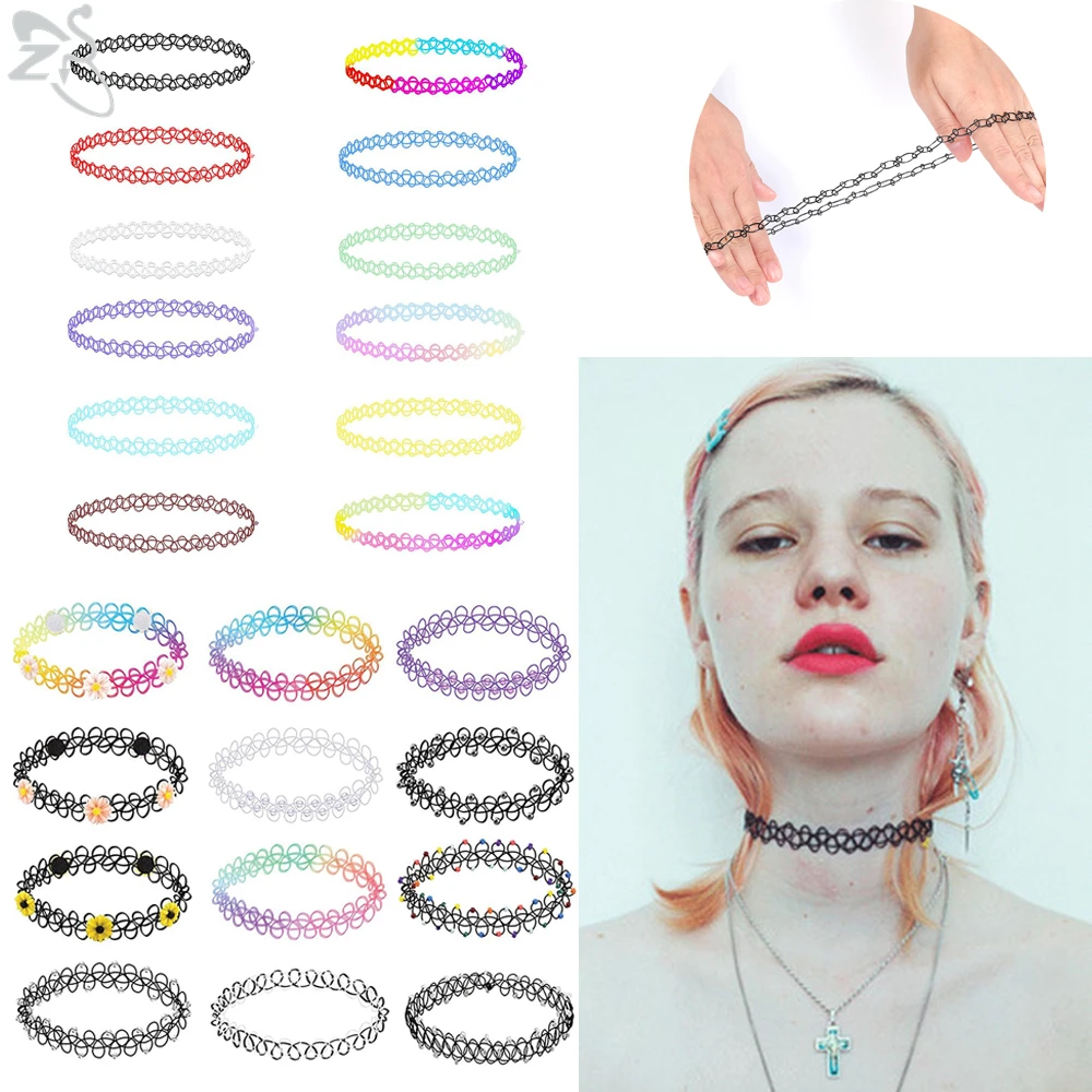 Женские цветные Чокеры ZS тянущиеся ожерелья с цветком вечерние ювелирные