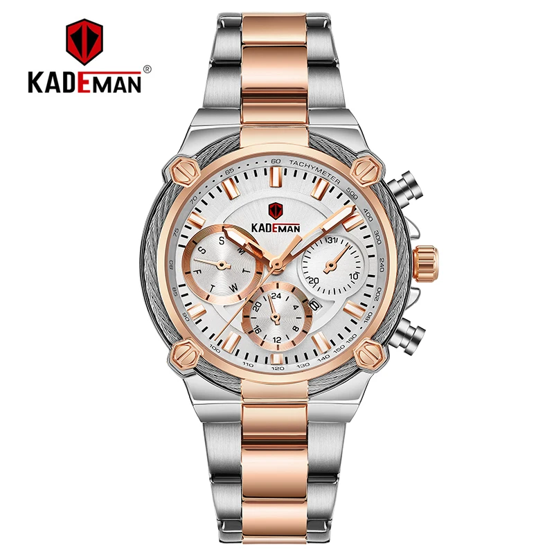 836-S-W-SRG KADEMAN женские наручные часы Топ бренд класса люкс бизнес Женские часы 3ATM новые модные женские часы Стальной браслет Relogio Feminno - Цвет: 836-S-W-SRG