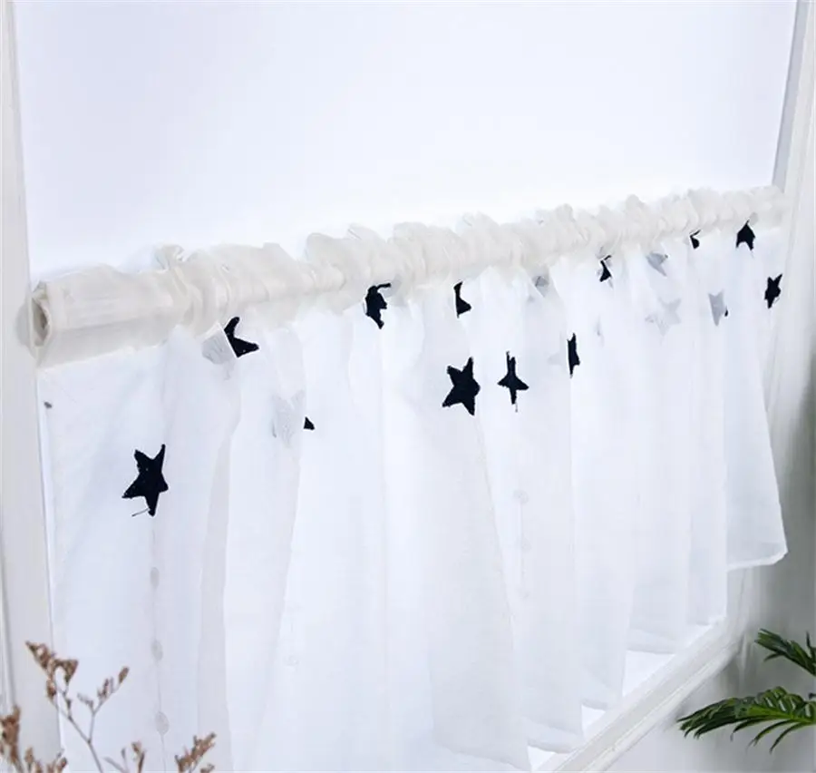 1 панель штанга карман вышивка Темно Синяя Звезда занавеска для крыльца кухонная