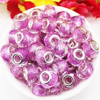 20 pcs purple color glitter cut faceted glass big hole spacer beads fit pandora charm bracelet bangle pendant charms diy jewelry