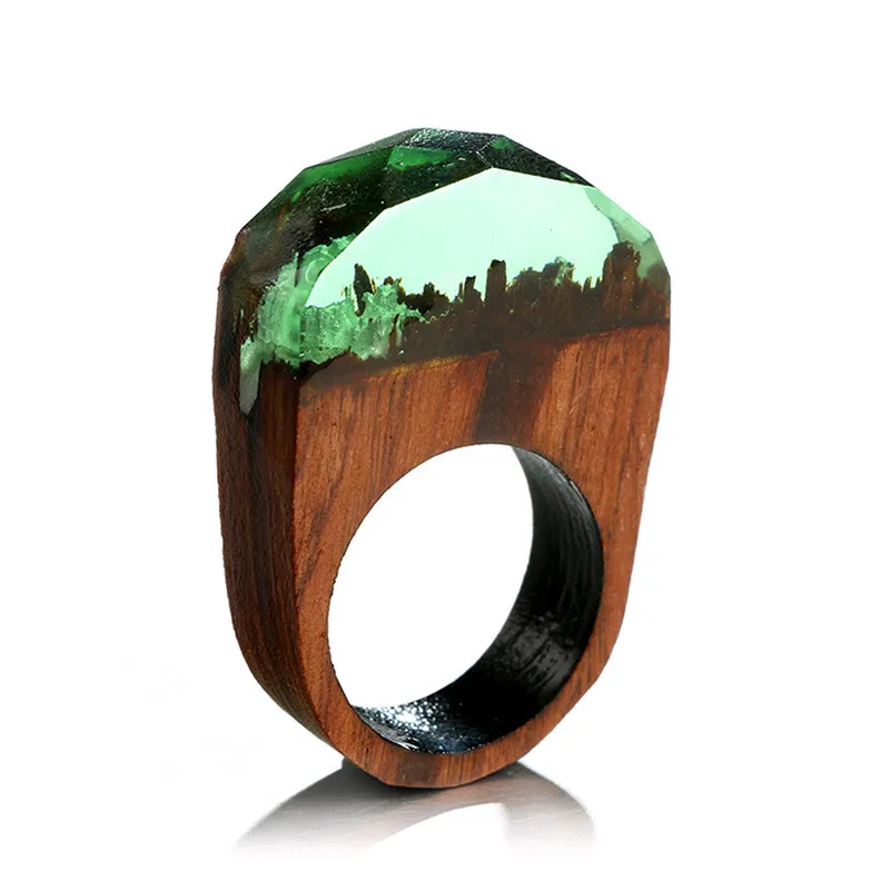 Ювелирное изделие ручной работы с деревянным полимерным кольцом крошечное