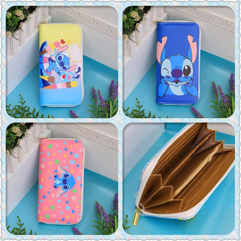 

Disney Cartoon Coin Bag Stitch Cute Woman Long Wallet Anime Lilo & Stitch PU Leather Girl Boy Card Children Holder Clutch