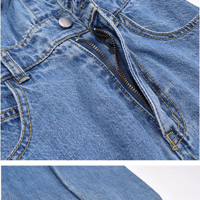 Женский джинсовый комбинезон Синий Свободный в стиле бойфренда весна 2020 |