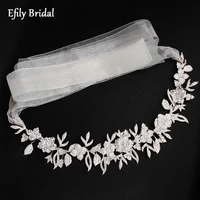 efily wedding rhinestone flowers belt bridal dress accessories silver color full crystal sash belt for women bridesmaid gift