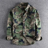 men camouflage cargo shirts high quality durable outdoor hiking sport daily military style casual youth pocket breasted camicia