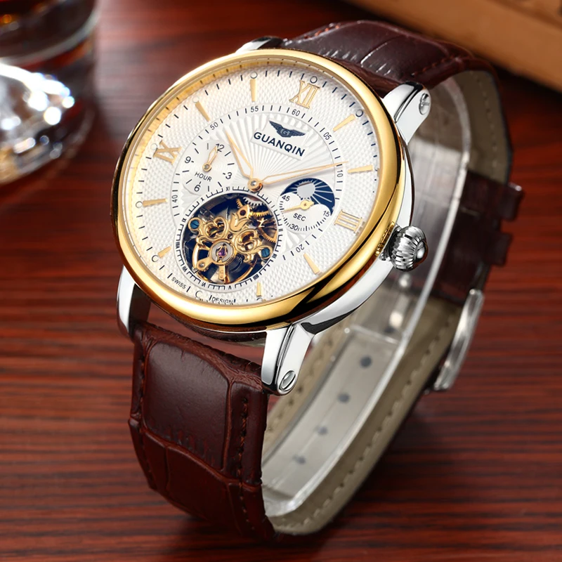 GUANQIN мужские часы Relogio Masculino AutomaticTourbillon механические лучший бренд класса люкс
