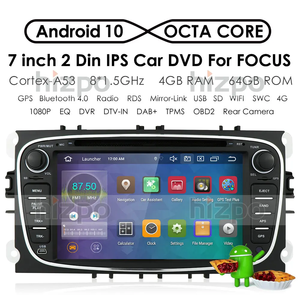 Günstig 4G + 64G Android 10 Auto DVD Für FORD Focus S-MAX C-MAX 2006-2012 Mondeo Galaxy Kuga Multimedia Player GPS Stereo Auto Radio