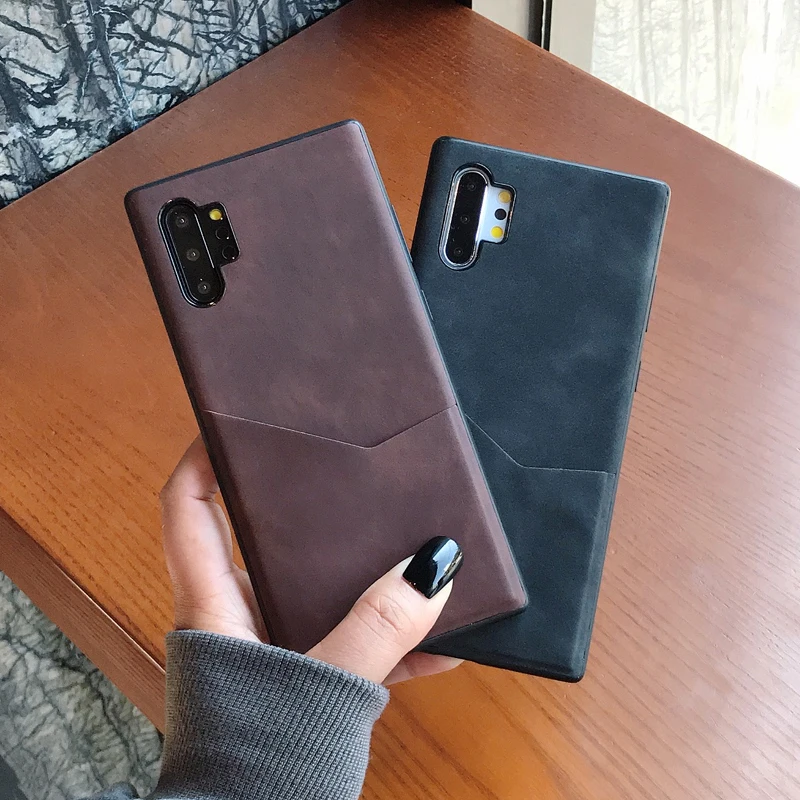 YHBBCASES ретро кожаные чехлы для карт Samsung Note 10 Plus 8 9 Skin Feel Fashion Phone Cover Galaxy S10 | Мобильные