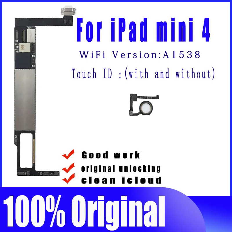 A1538 Wifi Version For iPad Mini 4 Motherboard Original Free iCloud For MINI 4 Logic Board （with / without Touch ID）