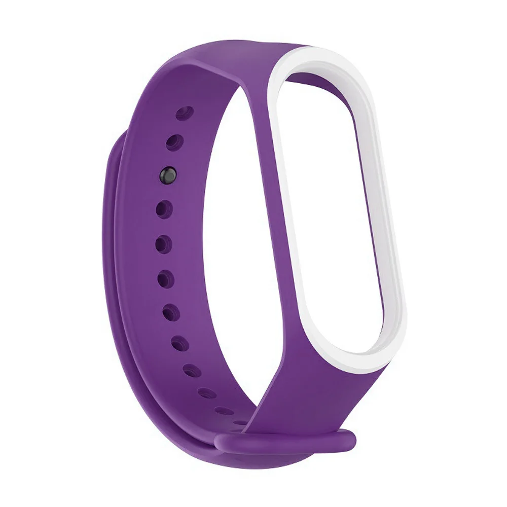 Мягкий спортивный браслет для xiaomi mi Band 3 4 ремешок для часов Силиконовый ремешок для xiaomi mi band 3 4 браслет mi band 4 3 ремешок - Цвет ремешка: purple white