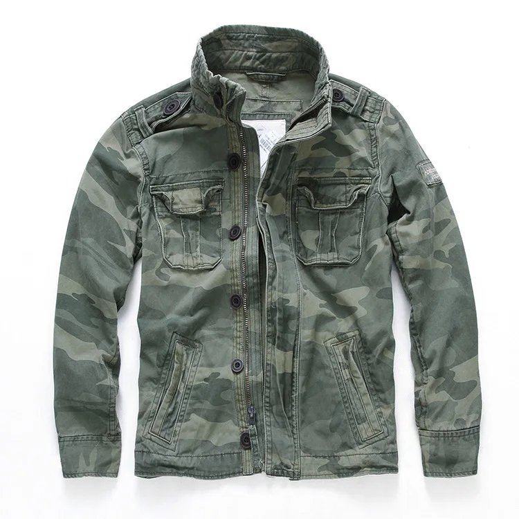 

Camouflage Bomber Jackets Men Retro Military Pocket Men's Denim Macket Outwear Army Coats Casual Male Cotton Size S-2XL 2021