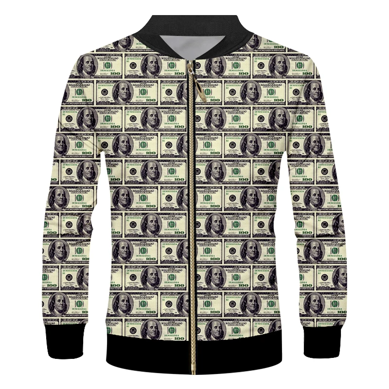 Куртка IFPD мужская на молнии с 3D принтом длинным рукавом размера плюс весна-осень