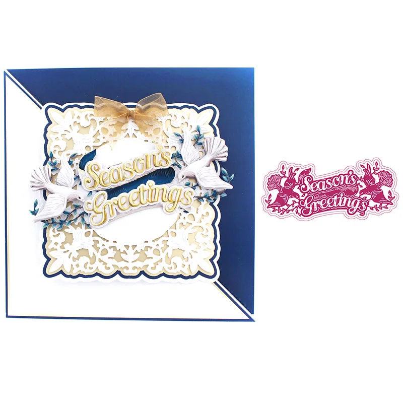 

Letters Season Greeting Metal Cutting Dies Scrapbook Diary Decoration Stencil Embossing Template DIY Greet Card Handmade 2021