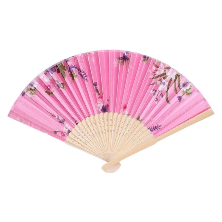 4 Colorful Chinese Bamboo Folding Hand Fan Flower Floral Wedding Dance Party Decor Au08 19 Dropship - Color: 4
