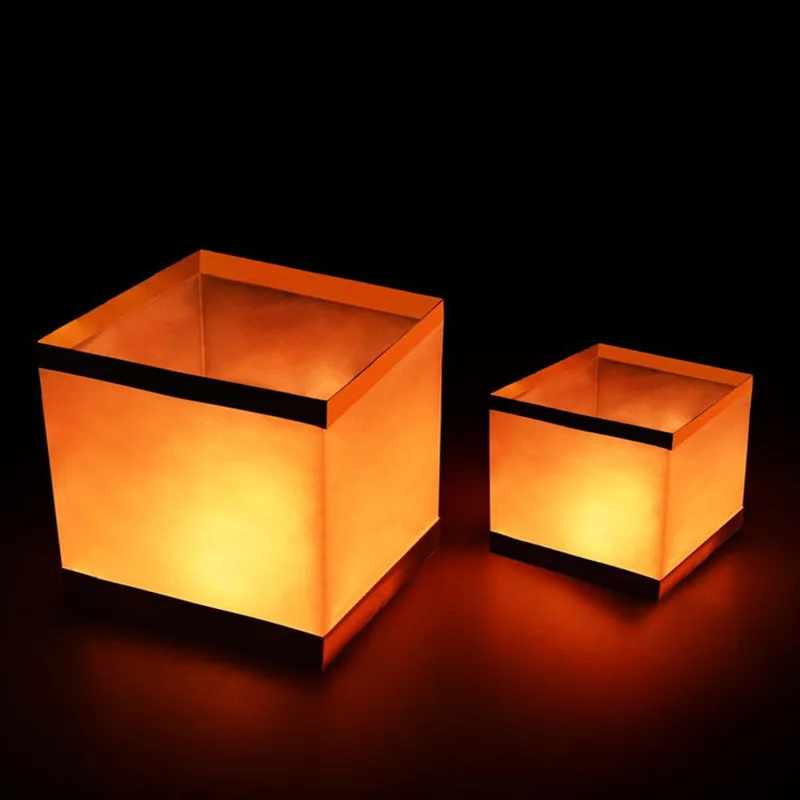 

30pcs/lot Chinese Gold/Silver Square Paper Wishing Floating Water River Candle Lanterns Lamp Light 15CM