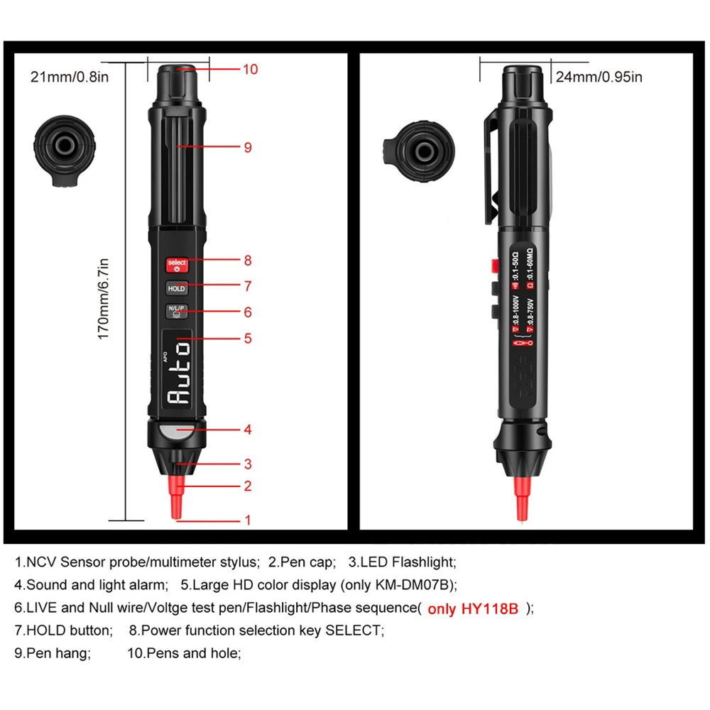 Portable Digital Multimeter Auto Intelligent Sensor Pen Tester 6000 Counts NonContact Voltage Meter Multimetre Polimetro | Инструменты
