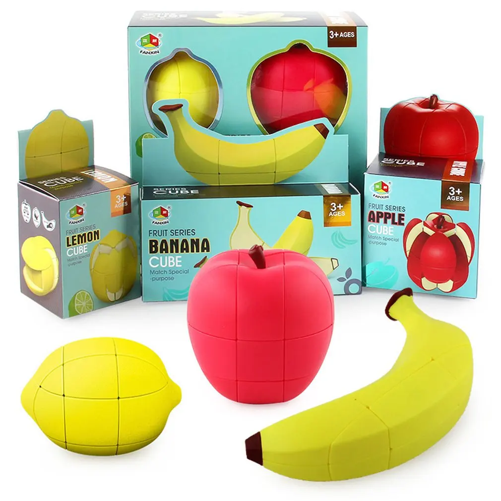 Фото Новая имитация фруктового кубика яблоко банан и лимон гладкая головоломка