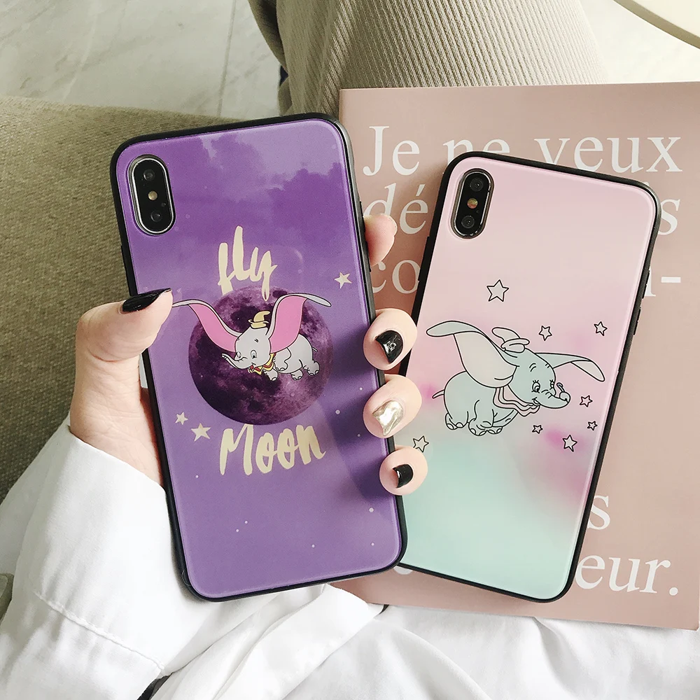 HYH iphone Glass Case Flying Elephant Pattern Anti Knock Fitted for Apple 6 7 8 plus x xs xr max |