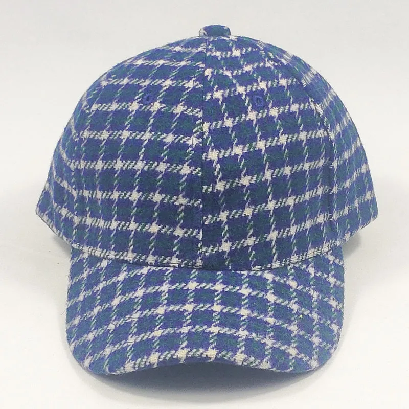 3-8yrs Wool Blend Tweed Kids Cap Plaid Winter Baseball Cap for Boys Girls Yellow Blue Brown