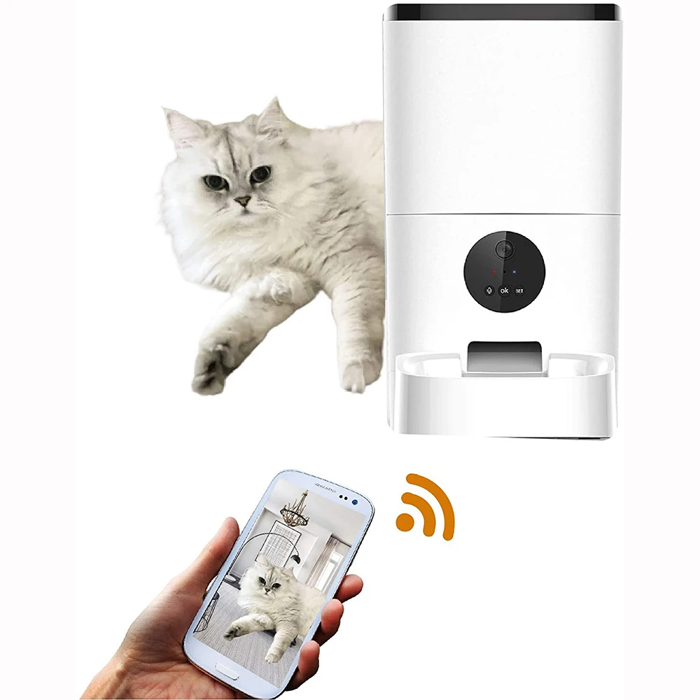 

Умная кормушка для домашних животных, кормушка для кошек и собак, с Wi-Fi подключением и управлением через приложение, автоматическая чаша с д...