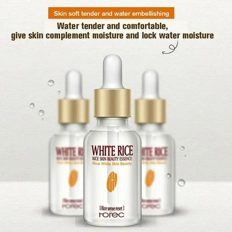 ROREC White Rice Whitening Serum Face Moisturizing Cream Anti Wrinkle Anti Aging Face Fine Lines Acne Treatment Skin Care 15ml