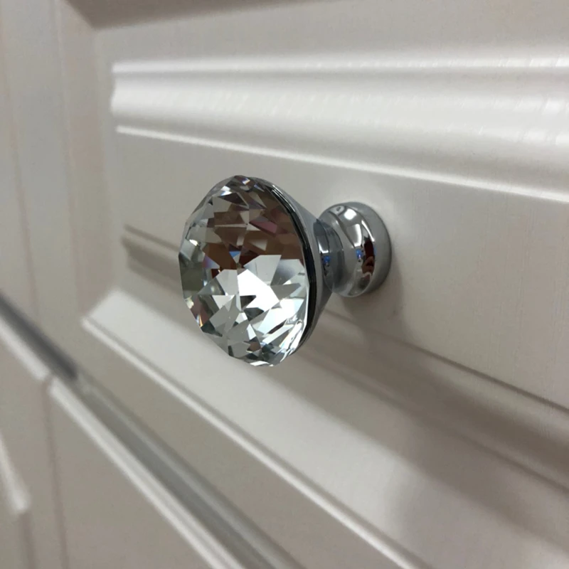 

Diamond Clear Crystal Glass Door Pull Drawer Cabinet Furniture Accessory Handle Knob Screw Worldwide