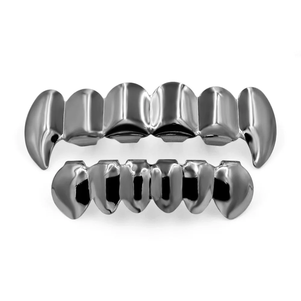 GUCY пользовательский подходят золото посеребренные хип-хоп ЗУБЫ Grillz верхней и нижней вампира зубы-клыки грили Шапки Набор с силиконовым