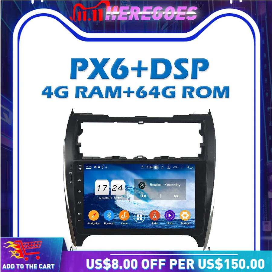 PX6 автомобильный dvd-плеер DSP Android 10 0 4 Гб + 64 Wifi Bluetooth 5 радио GPS карта для Toyota CAMRY 2012 -2016