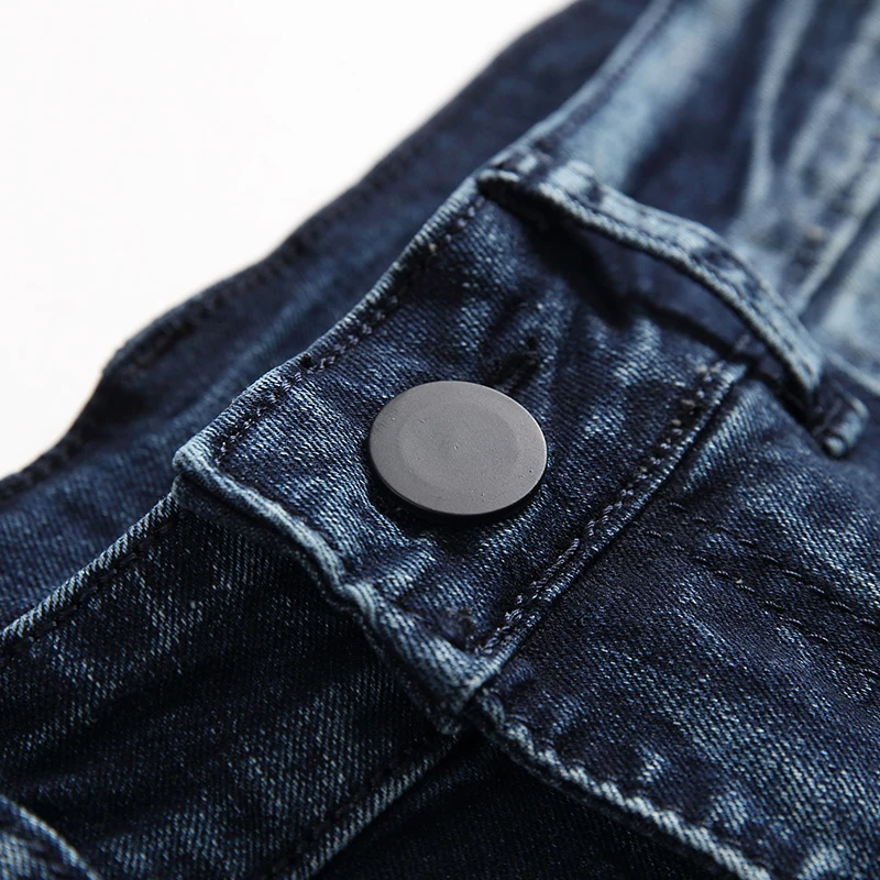 Мужские повседневные модные джинсовые штаны с дырками на коленях рваные джинсы