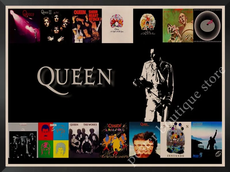 Queen Band музыкальный плакат на крафт-бумаге Фредди Меркьюри, Brian мая винтажная Высококачественная декоративная роспись стены стикер