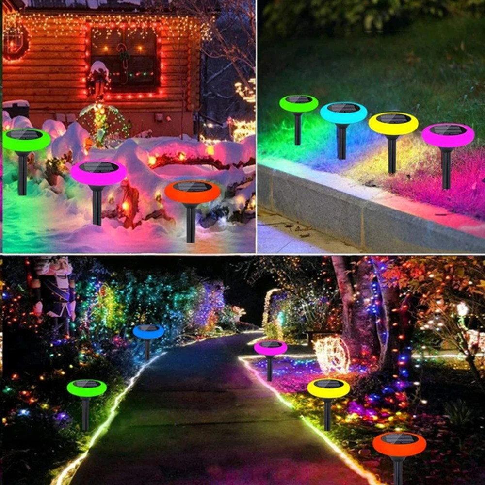 

Solar Light Round Solar Powered Floor Lights Waterproof Color Changing