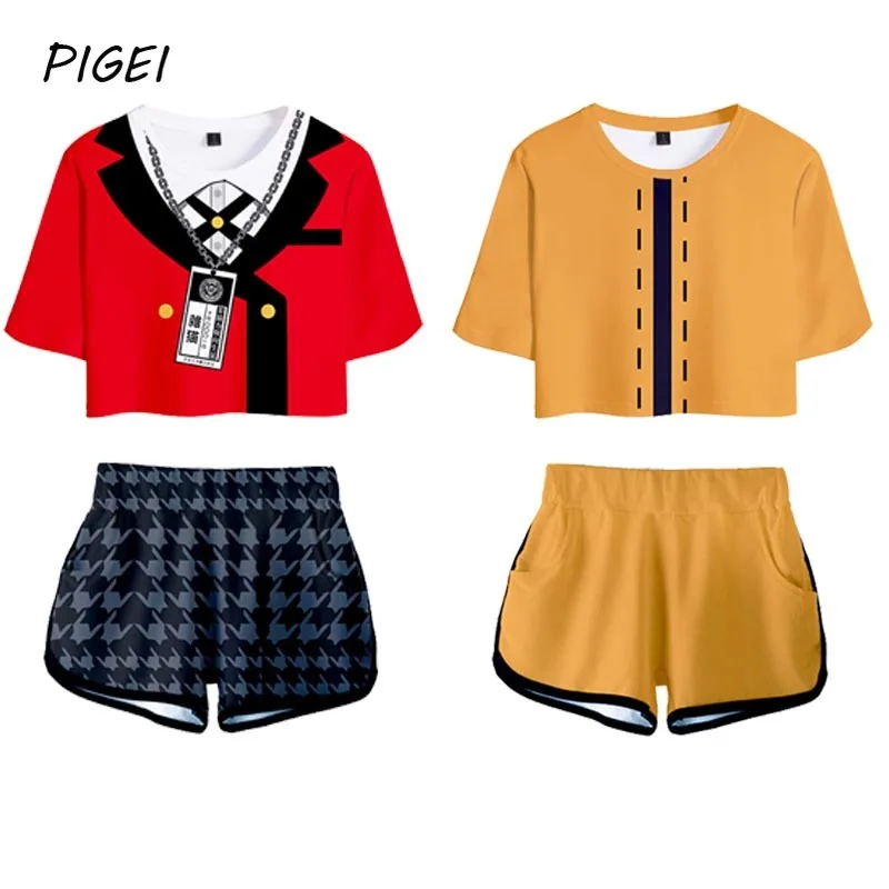

Футболка и шорты для косплея юмэко джабами из аниме «Kakegurui», костюмы, летняя спортивная одежда Yomoduki Runa Harajuku с коротким рукавом для девушек в ...