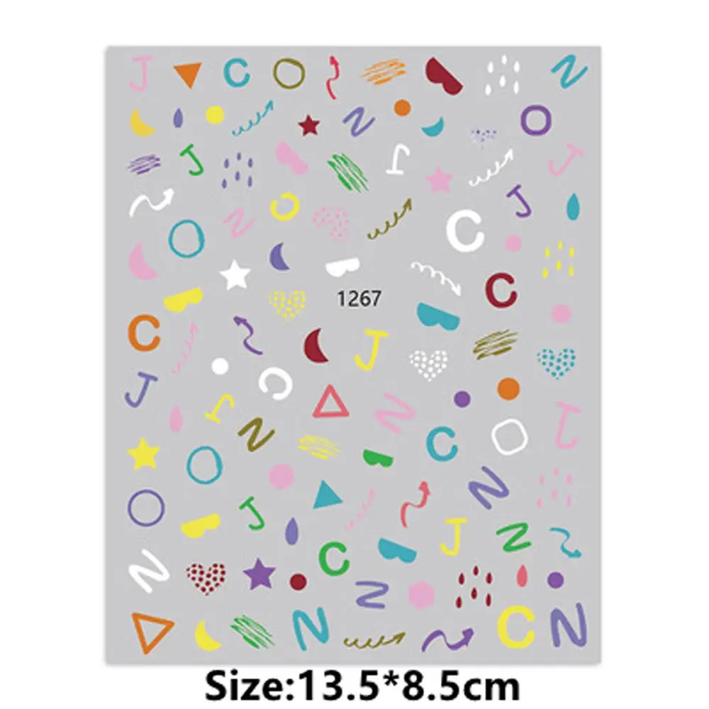 

1 Pcs Summer Fashion Cartoon Round Flower Nail Art Stickers Anime Letters Nail Art Decoration Adhesive Repair Accessories Decals
