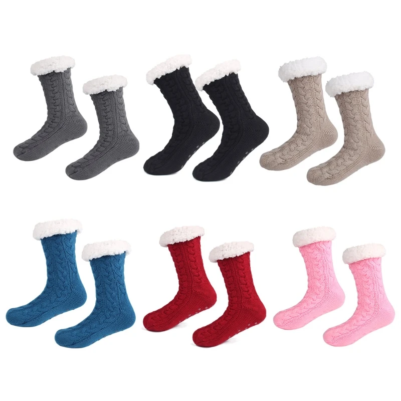 

3 Pairs Winter Socks Thermal Fleece Lining Fuzzy Warm Indoor Home Slipper Socks