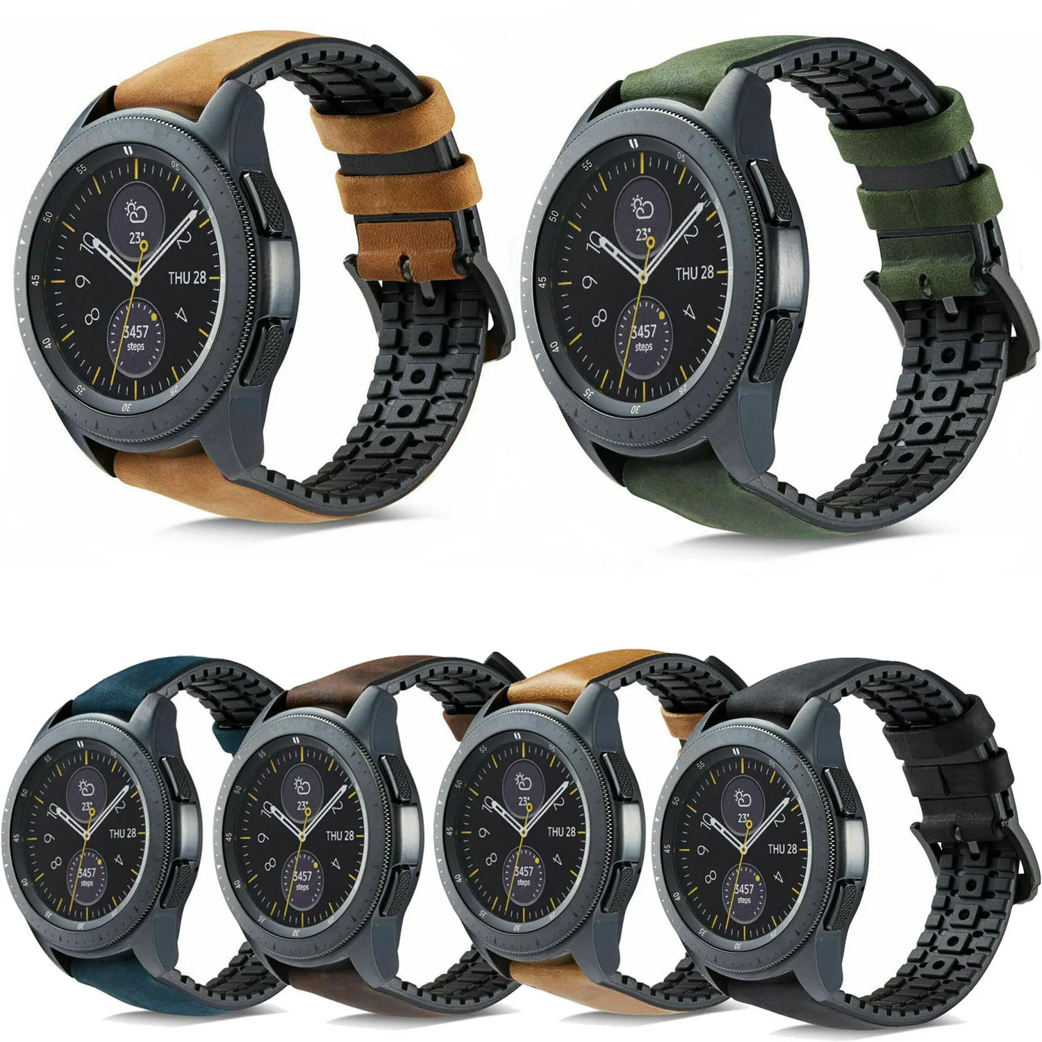 Ремешок силиконовый и кожаный для Samsung Galaxy Watch 42 мм 46 быстросъемный браслет часов