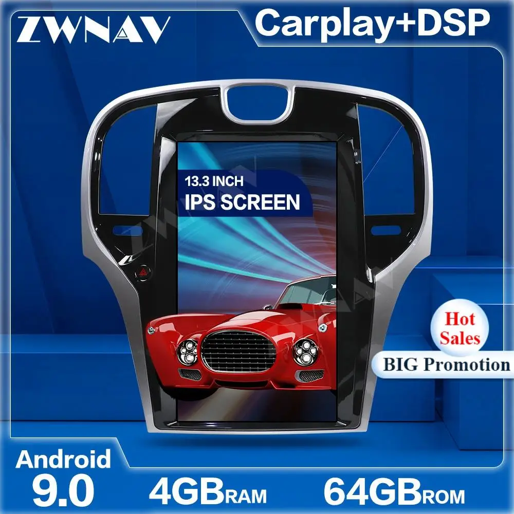

PX6 Tesla Style Big Screen Android 9.0 Car Multimedia Player For Chrysler 300C 2013-2019 car GPS Audio Radio stereo BT head unit